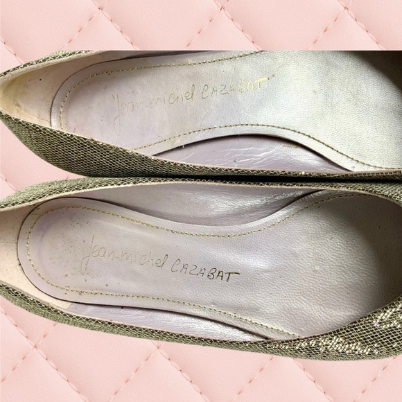 Jean-Michel Cazabat Italian Gold Metallic Ballet Flats Shoe Blue Sole - Picture 7 of 9